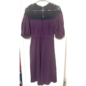eShakti Fit n Flare Dress Size 0 XS purple & black lace collar dark romantic